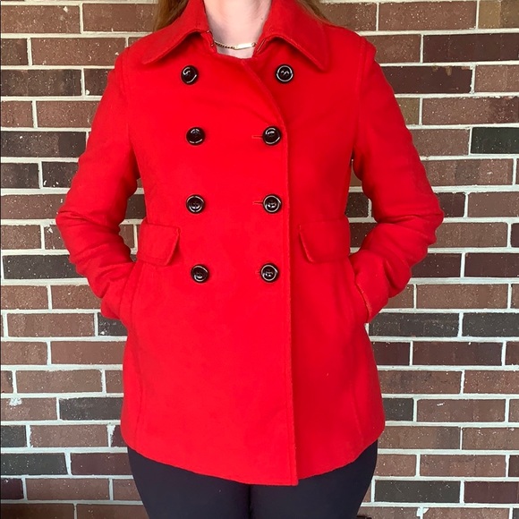 DKNY Red Peacoat - Picture 1 of 8